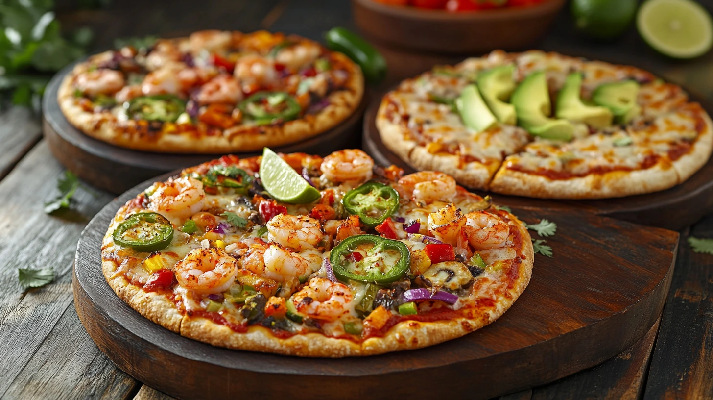 Different variations of Mexican pizza