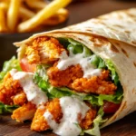 Buffalo Chicken Wrap with ranch dressing and fresh vegetables