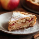Homemade applesauce cake slice with apples and cinnamon
