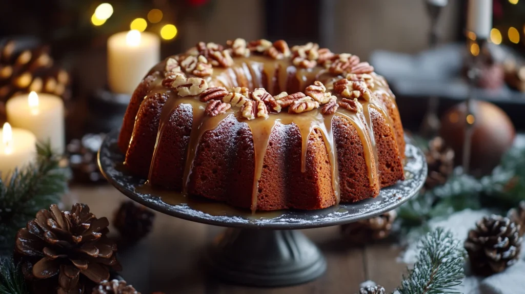 Served applesauce cake with coffee